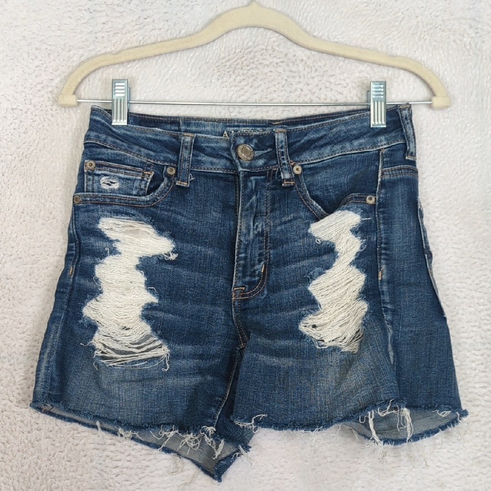 American‎ Eagle Women's Distressed Stretch Hi-Rise Shortie Size 2